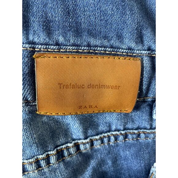 Zara Trafaluc Denimwear Overalls Size Medium Distressed Blue - Picture 4 of 8
